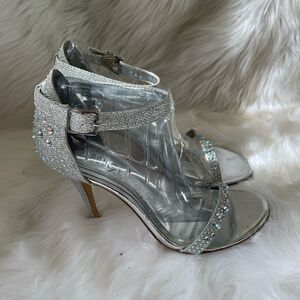 Rouge silver sparkly and rhinestones ankle straps sandals size 11